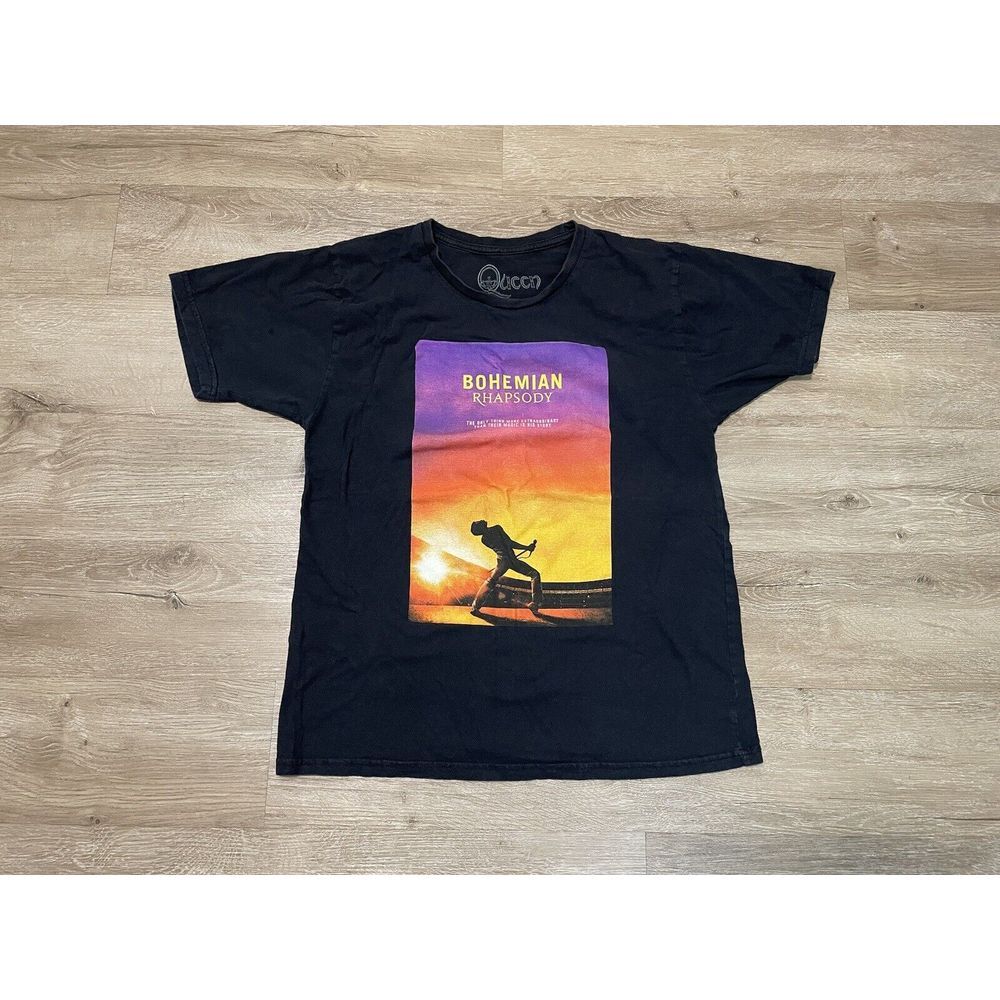 Bohemian Rhapsody Queen Movie Poster Men's Sz L‎ Short Sleeve T-Shirt Black